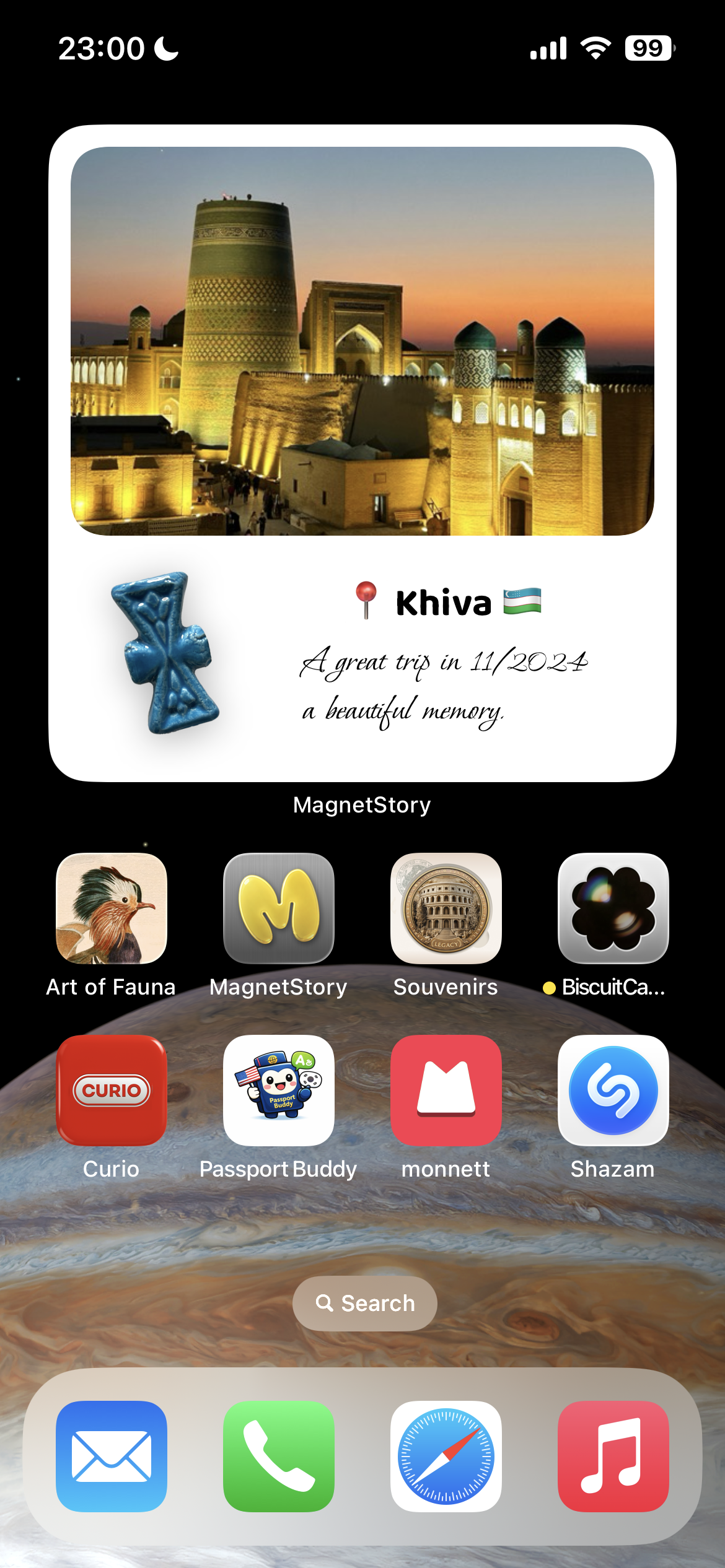 A widget from this trip shows both your souvenirs & the trip photos, memory for you on home screen.